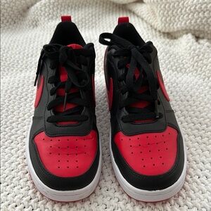 Nike Red and Black Low-Top Sneakers with Mesh Upper
